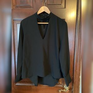 ZARA Collar Detail Long Sleeve Black Blouse